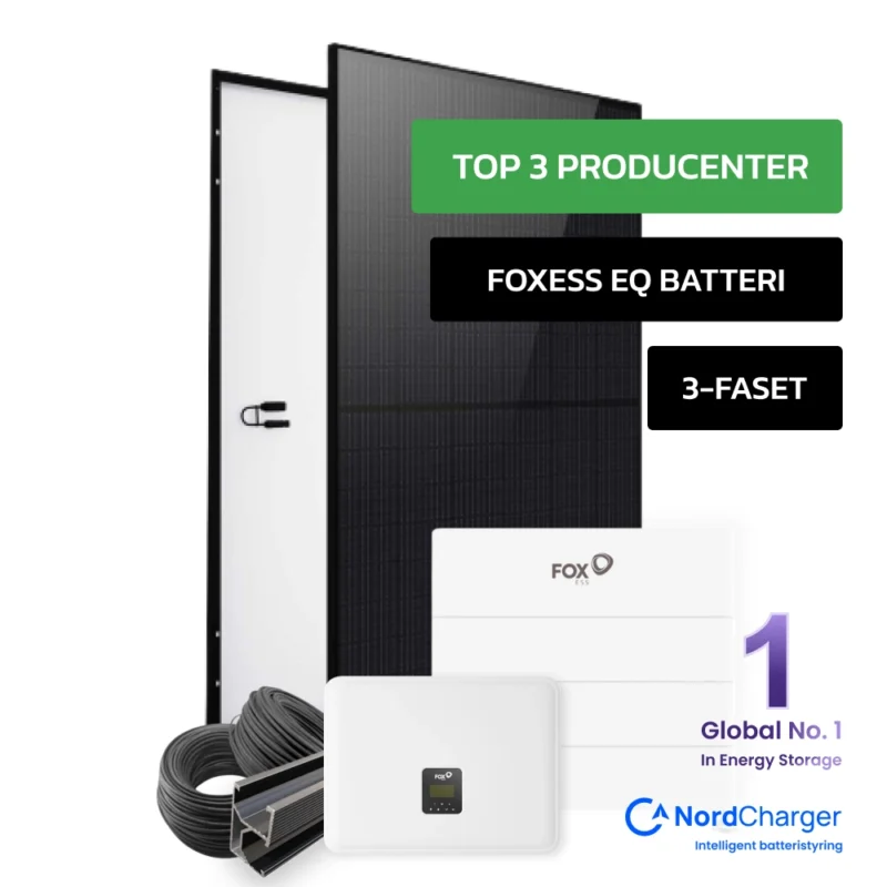 Komplet 10 kWp FoxESS Hybrid solcelleanlæg inkl. batteripakke