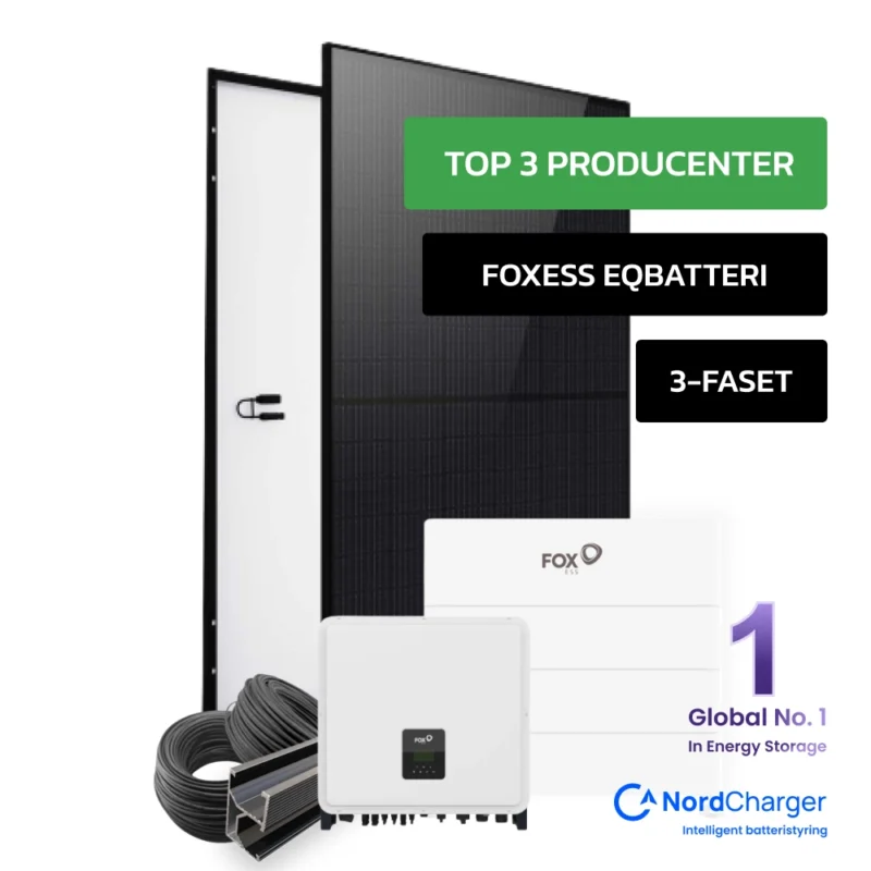 Komplet 15 kWp FoxESS Hybrid solcelleanlæg inkl. batteripakke
