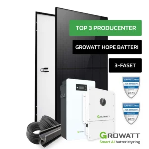 Komplet Growatt WIT 15K-HU solcelleanlæg inkl. HOPE batteripakke
